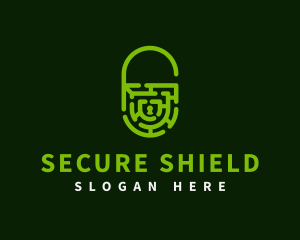 Safeguard - Open Padlock Labyrinth logo design