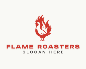 Roasting - Chicken Flame BBQ Grill logo design