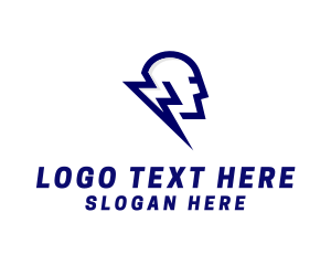 Volt - Lightning Electrical Energy Head logo design