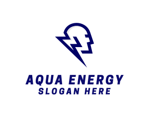 Lightning Electrical Energy Head logo design