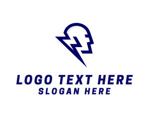 Energy - Lightning Electrical Energy Head logo design