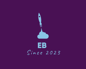 Eat - Fork Rocket Missile logo design