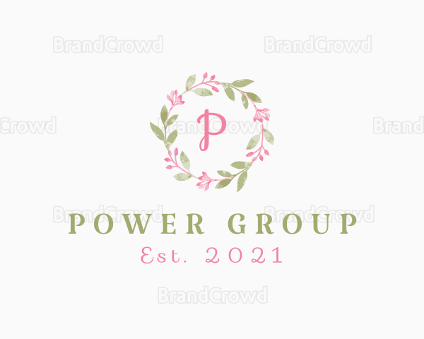 Watercolor Flower Wreath Logo