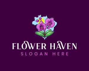 Orchid Flower Botanical logo design