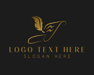 Calligraphy - Scroll Quill Paper logo design
