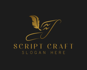 Screenwriter - Scroll Quill Paper logo design