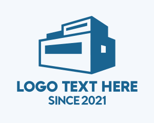 Stockroom - Blue Warehouse Building logo design