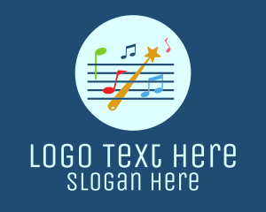 Music Store - Musical Staff Notes logo design