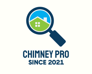 Chimney - Magnifying Glass House logo design