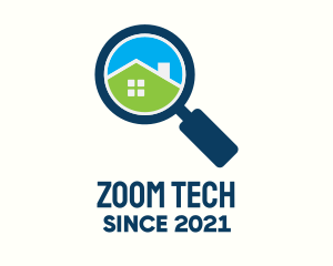 Zoom - Magnifying Glass House logo design