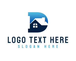 Modern - Letter D House Property logo design