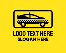 Cab - Black Checkerboard Taxi logo design