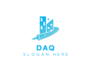 Disinfection - Sparkling Building Squeegee Cleaning logo design