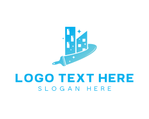 Clean - Sparkling Building Squeegee Cleaning logo design