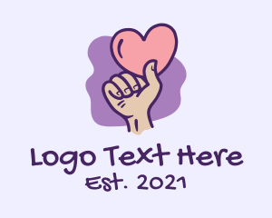 Online Relationship - Valentine Heart Hand logo design