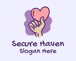 Valentine Heart Hand  Logo