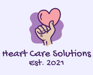 Valentine Heart Hand  logo design