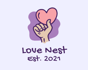 Valentine Heart Hand  logo design