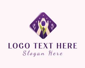 Wellness - Hand Nature Flower logo design