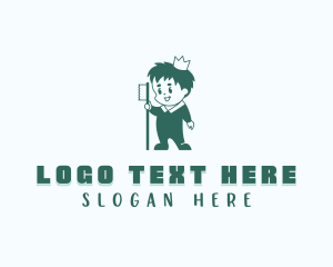 Mascot - Crown Boy Toothbrush logo design