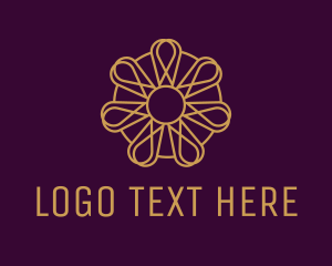 Florist - Golden Flower Ornament logo design