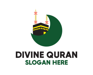 Quran - Islamic Mecca Kaaba Moon logo design