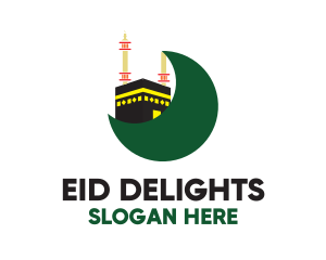 Eid - Islamic Mecca Kaaba Moon logo design