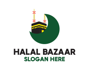 Islamic Mecca Kaaba Moon logo design