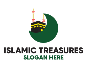 Islam - Islamic Mecca Kaaba Moon logo design