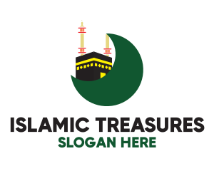 Islamic Mecca Kaaba Moon logo design