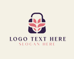 Shopaholic - Flower Shopping Bag logo design