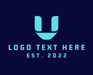 Blue - Gaming Tech Letter V logo design