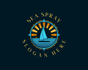 Sailboat Compass Travel logo design