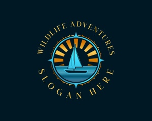 Sailboat Compass Travel logo design