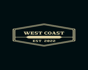 West - Western Cowboy Hexagon Ranch logo design