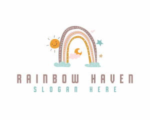 Nursery Rainbow Sun logo design