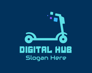 Digital Electric Scooter logo design