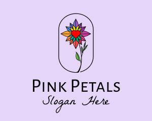 Crystal Heart Flower  logo design