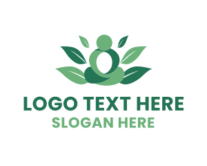 Center - Meditation Human Leaf logo design