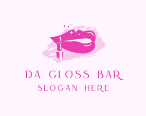 Pink Glossy Lipstick logo design