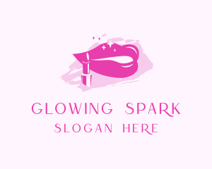 Pink Glossy Lipstick logo design