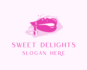 Pink Glossy Lipstick logo design