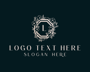 Events Place - Floral Wedding Planner Wreath logo design