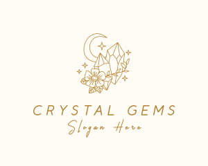 Moon Floral Precious Stone logo design