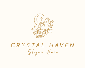 Moon Floral Precious Stone logo design