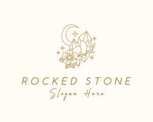 Moon Floral Precious Stone logo design