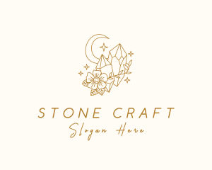 Moon Floral Precious Stone logo design