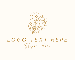 Luxury - Moon Floral Precious Stone logo design