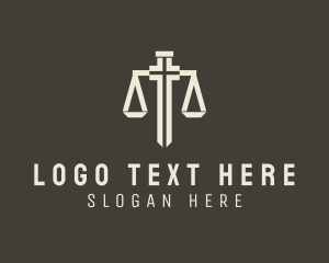 Beige - Law Scale Sword logo design