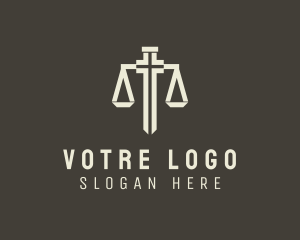 Beige - Law Scale Sword logo design